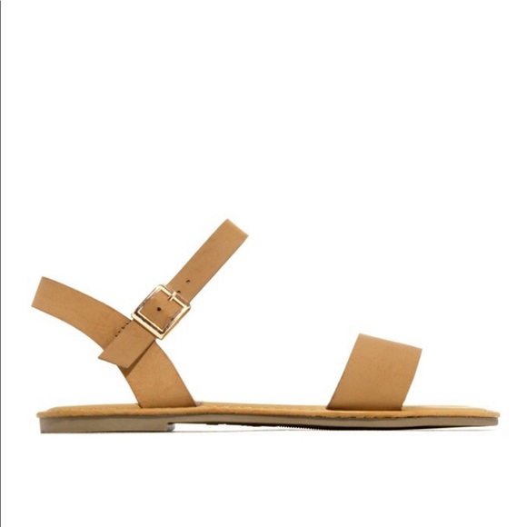 Tan Strappy Flat Sandals - Picture 5 of 9